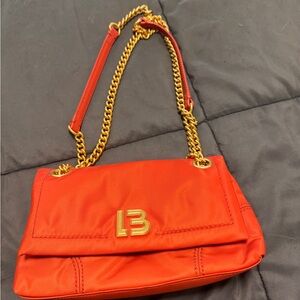 Bimba y Lola Orange Coated Chain Shoulder Bag Gold Hardware